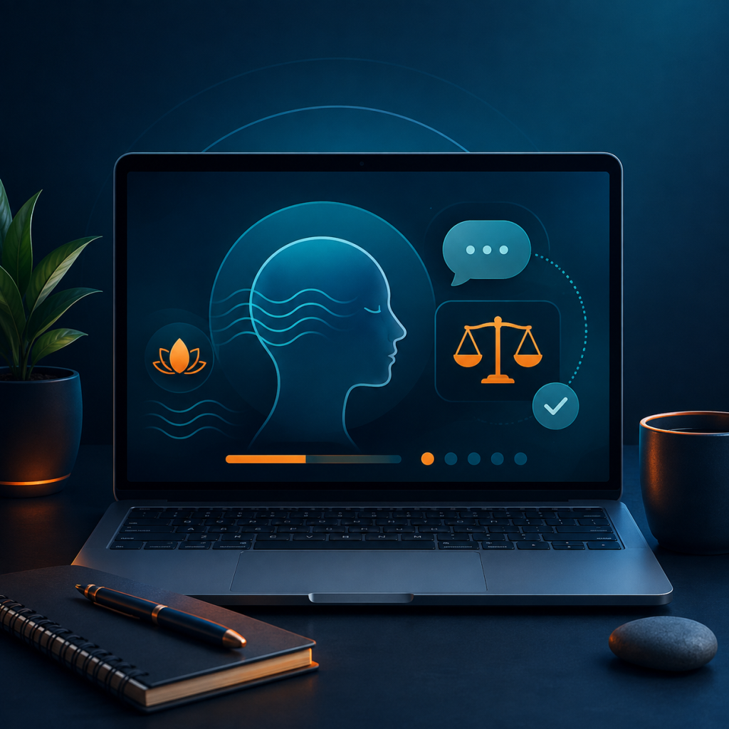 Online anger management course with emotional regulation and conflict management graphics